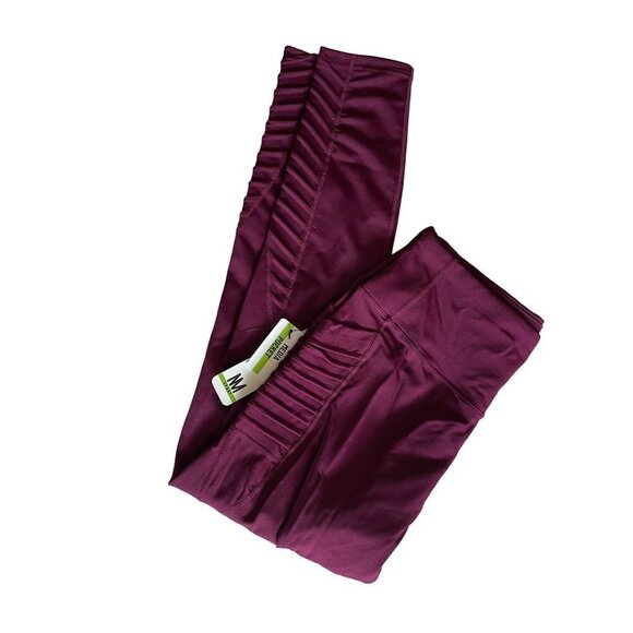 Nicole Miller Sport Women's Leggings Size Medium Wine Pockets New $68 - Picture 1 of 11